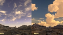 Изменение текстур облаков и небосвода